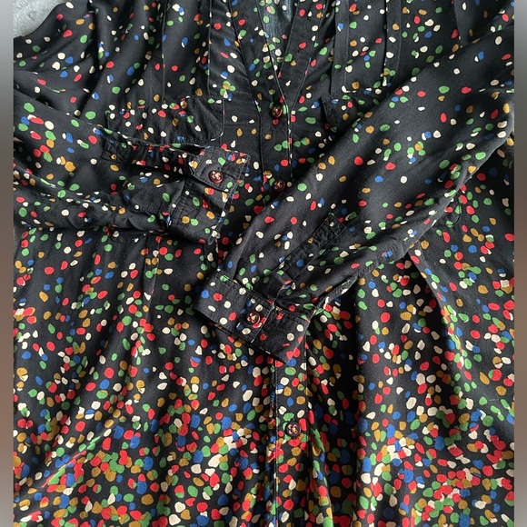 Anthropologie Maeve Wynwood Confetti Print Button Up Blouse Size 4 Pockets - Picture 7 of 11